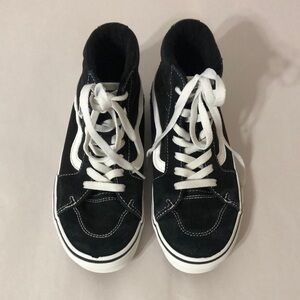 Kids Classic Black White High-Top Vans Sneakers Size 4 Youth